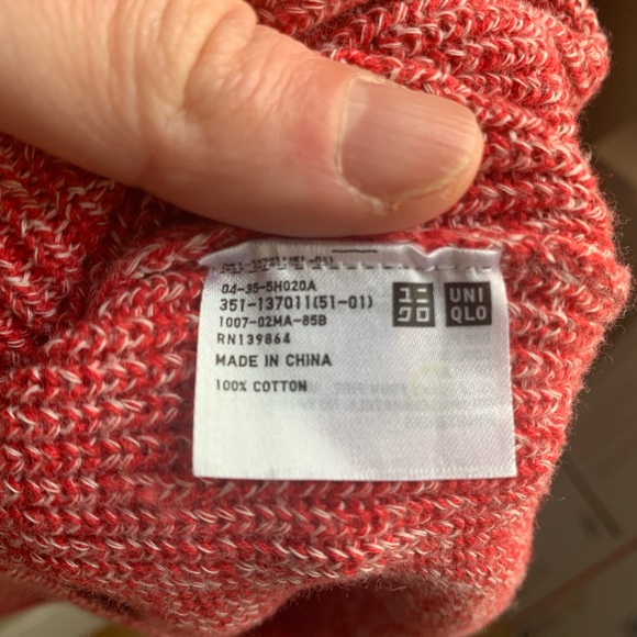Uniqlo Red Marled Cotton Crewneck Sweater - Picture 8 of 11